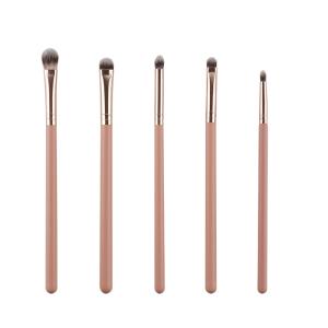Quality 5pcs Eyeshadow Brush Set Private Logo Cruelty Free Classic Pink Wooden Handle wholesale