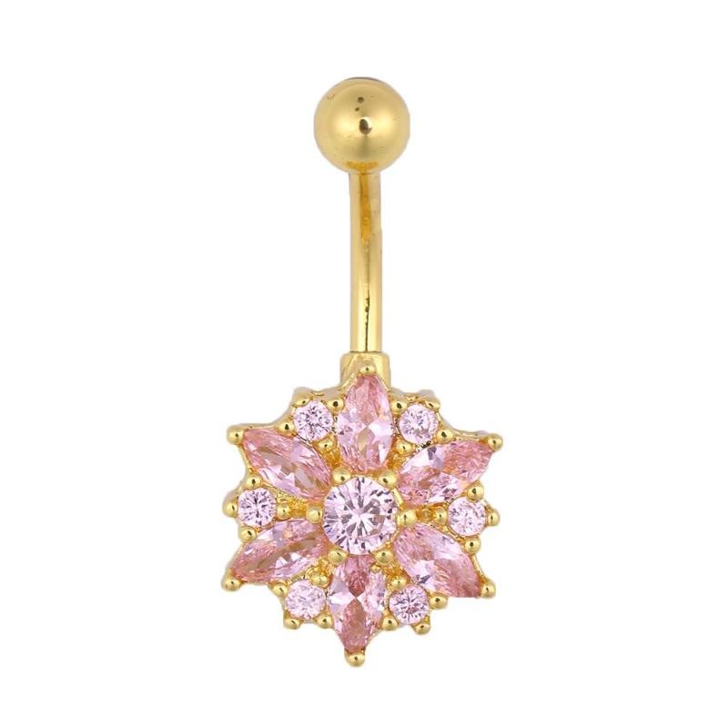 Hot selling flower zircon navel belly button ring body piercing jewelry