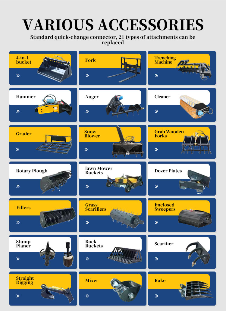 Professional Mini Skid Steer Loader with Strong Loading Capacity and HQ Hydraulic Cylinder