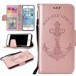Embossed Mermaid Mariner Spirit Leather Wallet Case for iPhone