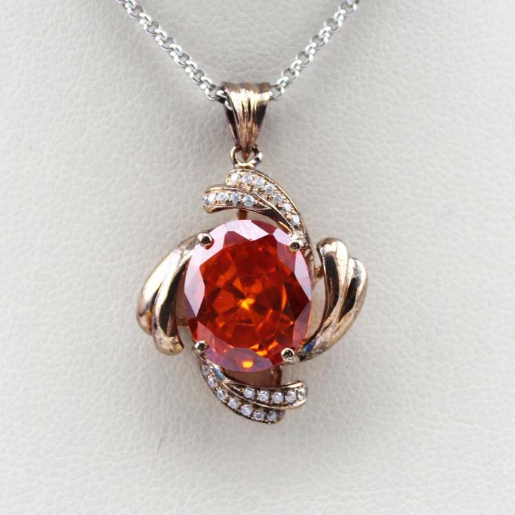 925 Silver Jewelry 7mmx9mm Oval Purple Cubic Zirconia Pendant Necklace (PSJ0207)