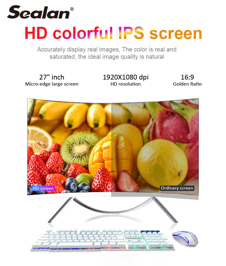 Curved Screen 27inch I7 4960 Gaming AIO PC Wide Angle