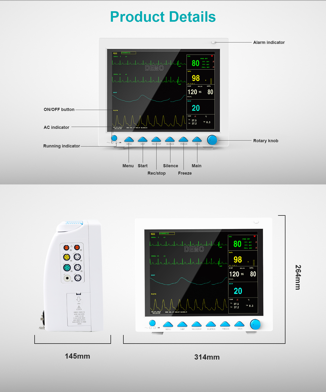 CE Hospital Vital Sign Multi Parameter Patient Monitor Moniteur Patient