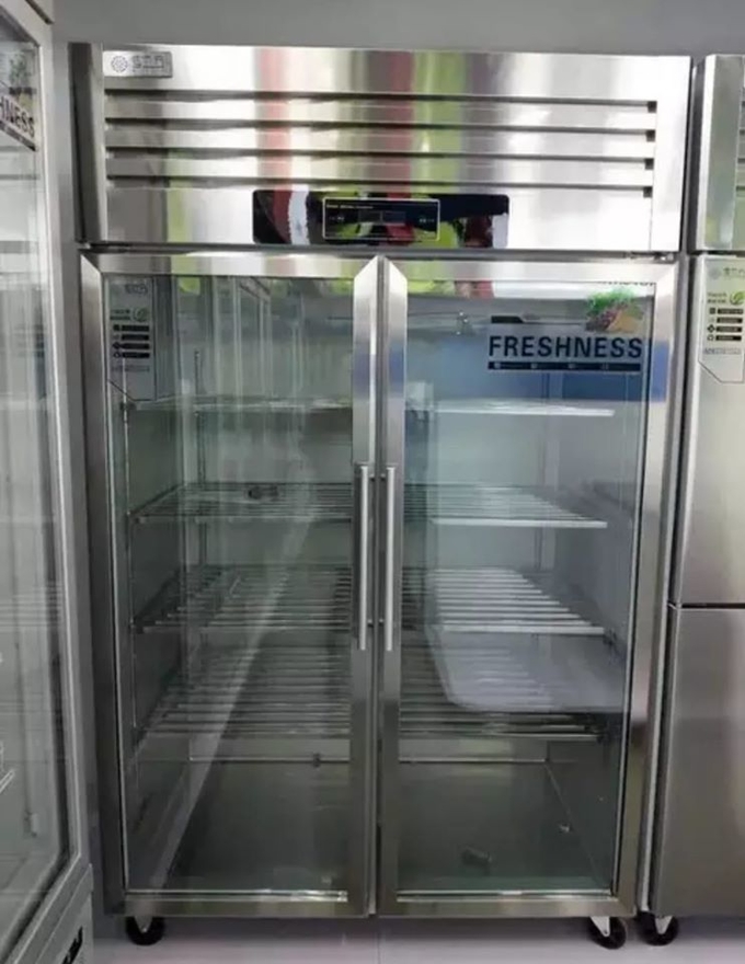 Double door large capacity commercial glass door stainless steel reefer freezer 2