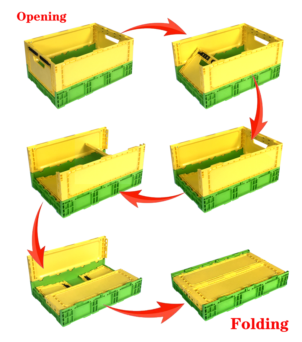 Industrial Foldable Crate for Food Grade Moving 29L Volume Internal Size 475*305*210mm