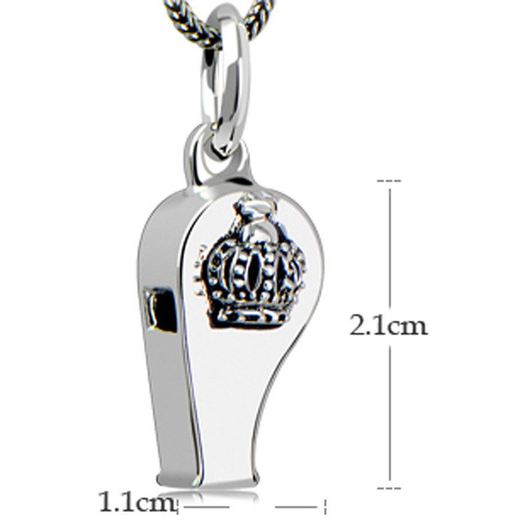 Sterling Silver Pendant Necklace Whistle Charm with Wheat Chain for Women and Men(N029103W)