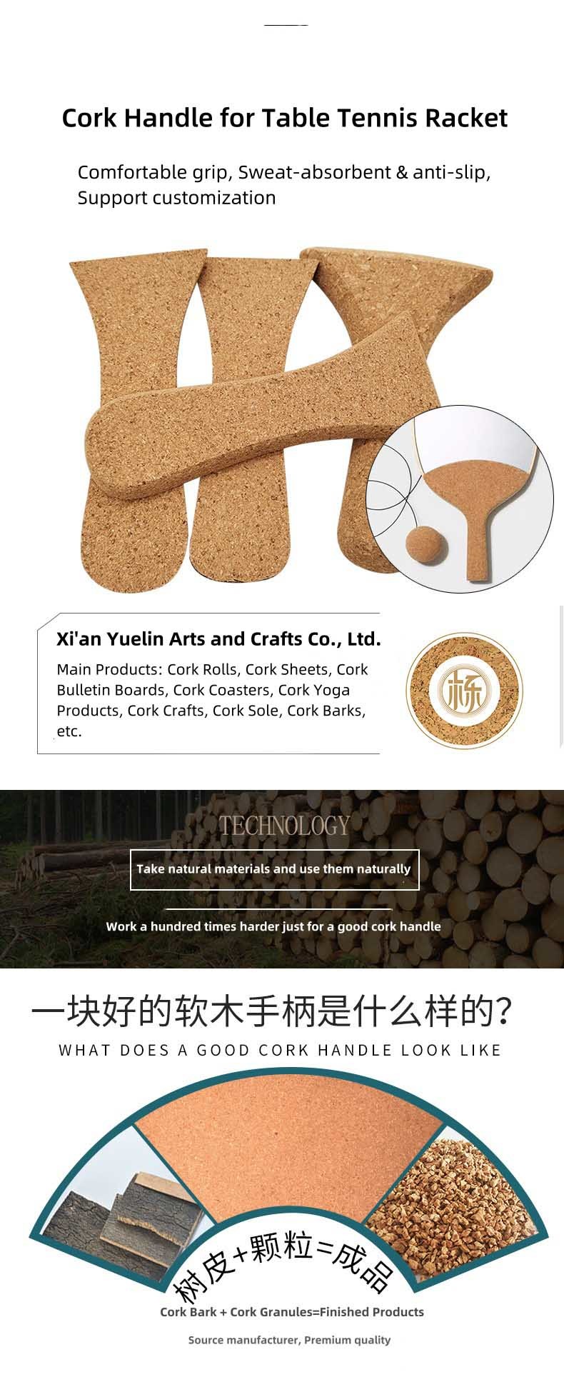 Eco Cork Handles Grips For Table Tennis Ping-Pong Racket Comfortable Grip