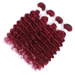 Burgundy Deep Wave Remy Human Hair Bundles Sew In Weave Bundles Brazilian Bundle