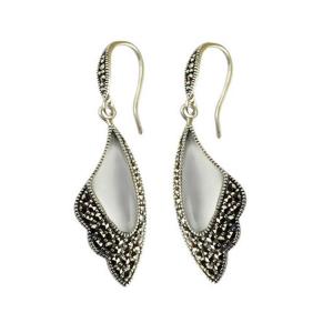 Quality Sterling Silver White Agate Drop Earrings Wing Style Women Jewelry ( E019362WHITE) wholesale