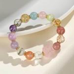 Crystal Gemstones Bracelet,Anxiety Stress Relief Bracelet Handmade Purple