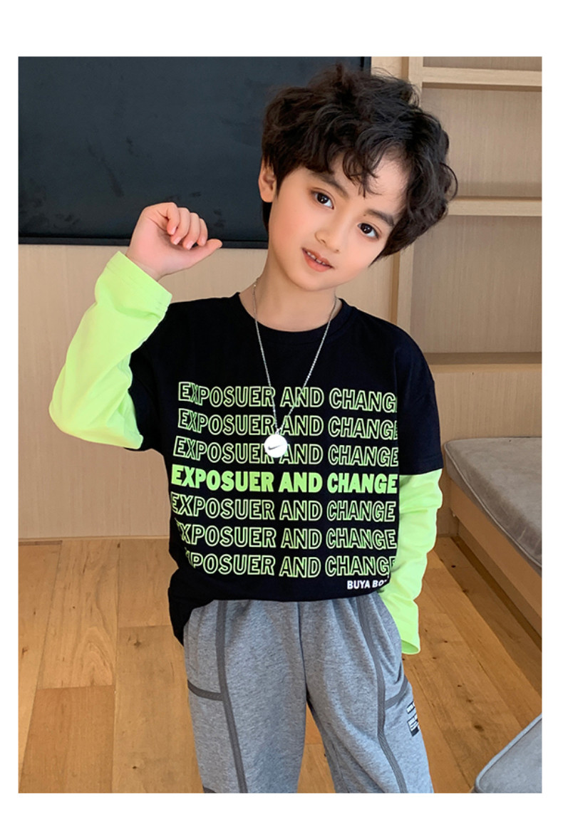 Children's suit Multicolor spring and autumn children's printed two-piece set for boys, suitable for children aged 4-16