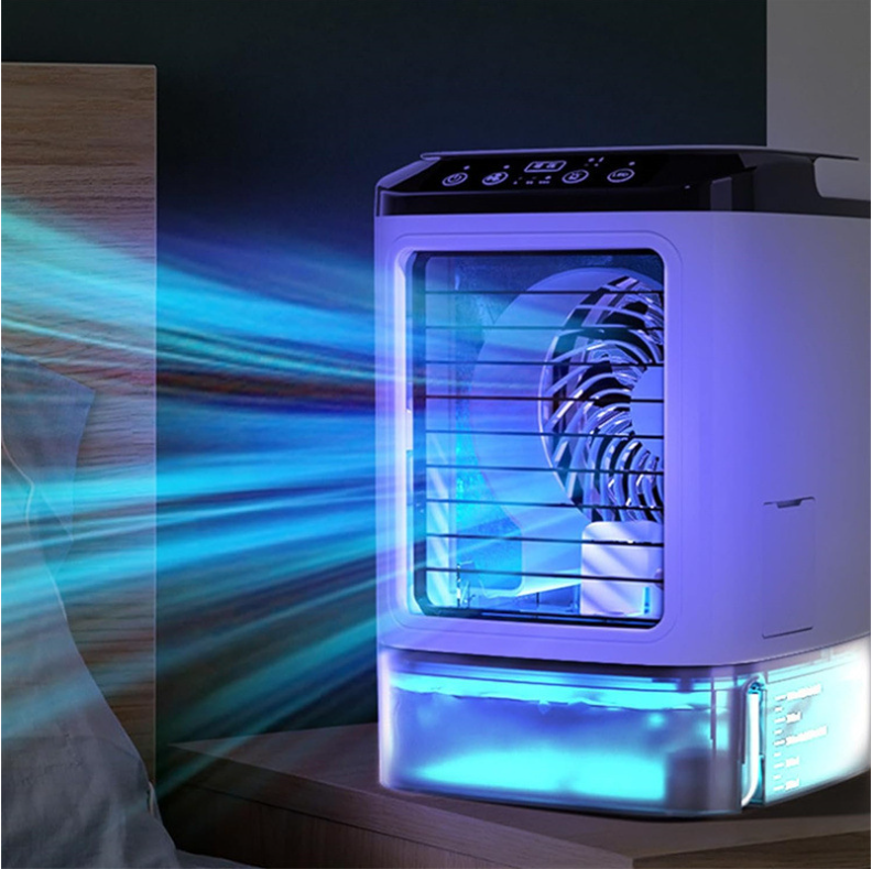 English Operating Mini Evaporative Air Cooler Fan for Room 17*17*25cm Portable Spray