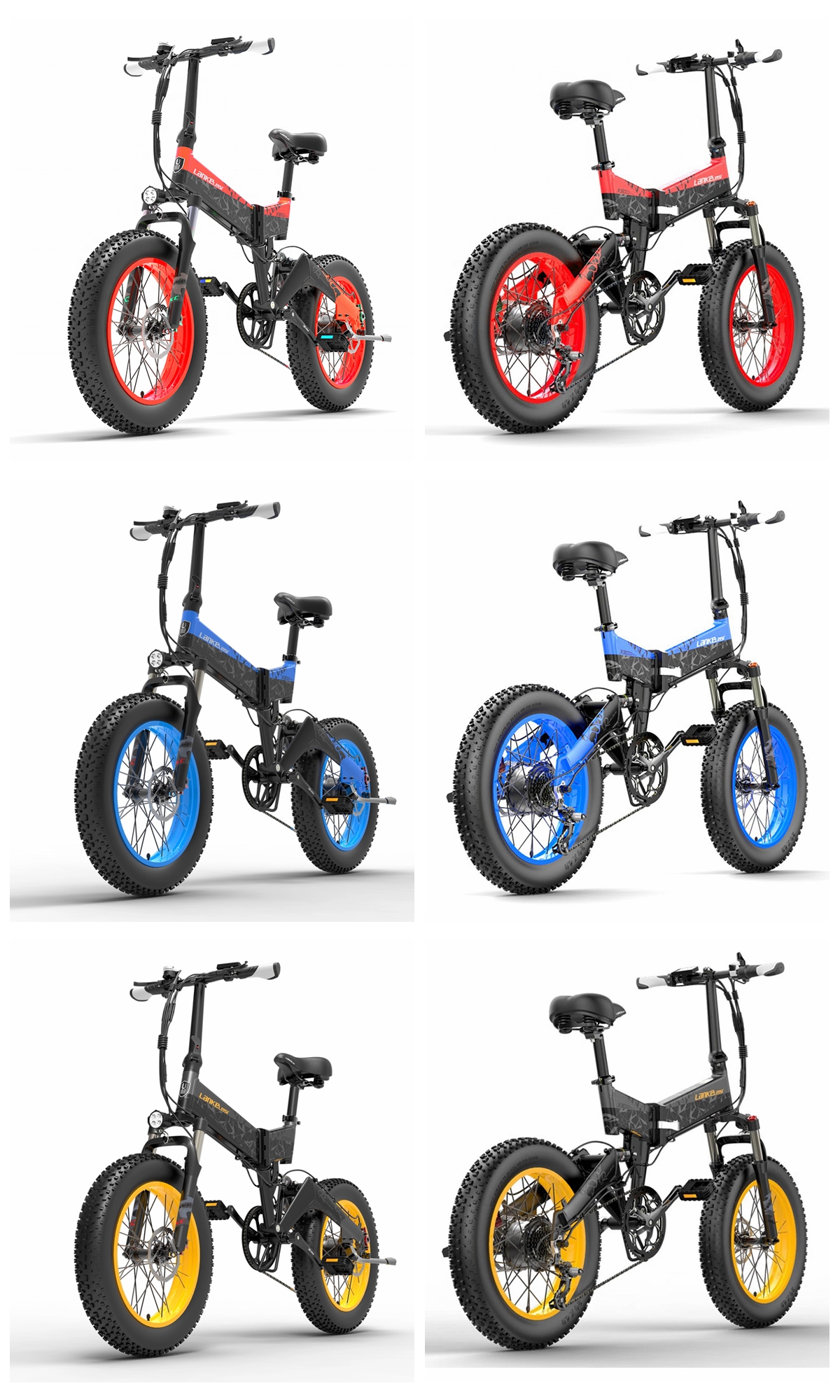 1000W 20 Inch Fat Tire Folding Electric Bike , ODM Electric Folding Bike 20 Inch