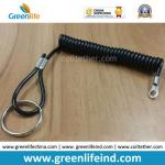 Retracted Black Short Length Coiled Tool Coiled Lanyard