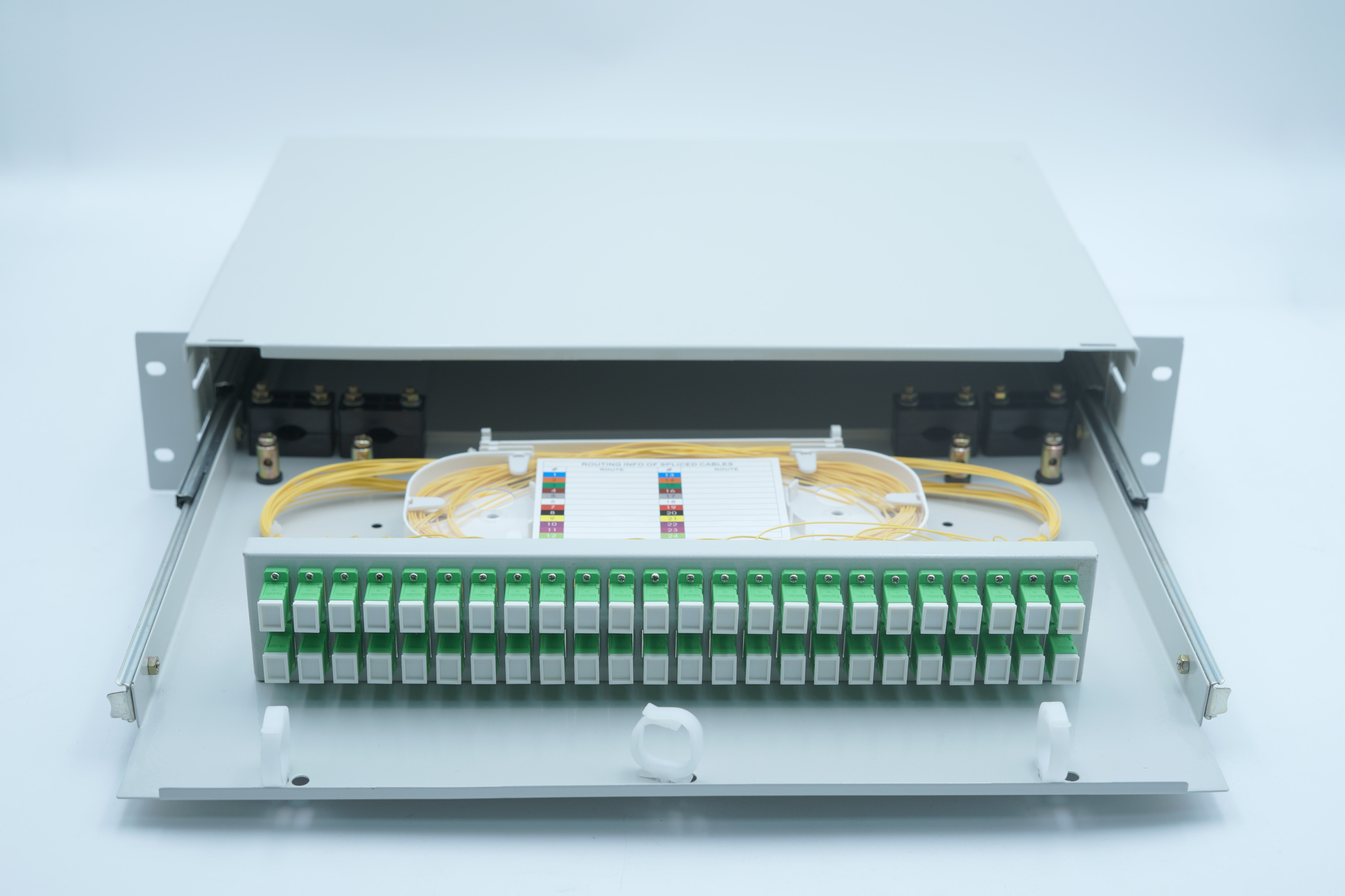 ROHS 2U Fiber Optic Patch Panel SC APC 19 Inch Rack Mount 48 Cores
