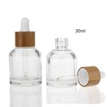 20ml 30ml 50ml Cosmetic Skincare Glass Serum Bottle With Texture Bamboo Collar