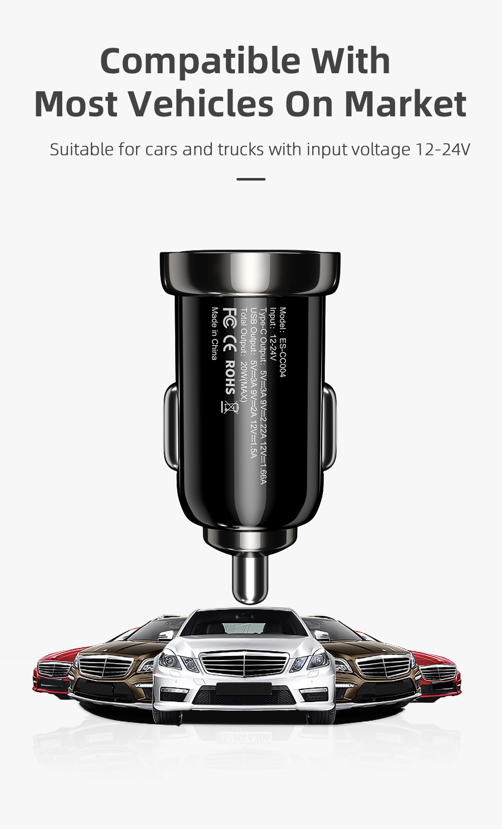 Fireproof PC Phone USB Car Chargers Mini 20W PD3.0 QC3.0