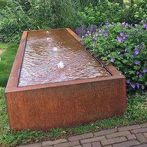 Quality Weather Resistant Rusted Steel Water Feature 600mm Rectangular wholesale