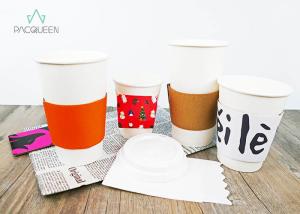Quality Brown Kraft / White Reusable Coffee Cup Sleeves , Cup Sleeves For Hot Drinks wholesale