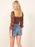 Womens Boho Clothing Linen Smocking Blouses For Women