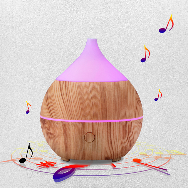 Wood Grain 200ml Bluetooth Aroma Diffuser With Colorful LED Light