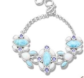 Quality Adjustable Dominica Genuine Larimar Silver Cuff Bracelet For Teenage Jewelry wholesale
