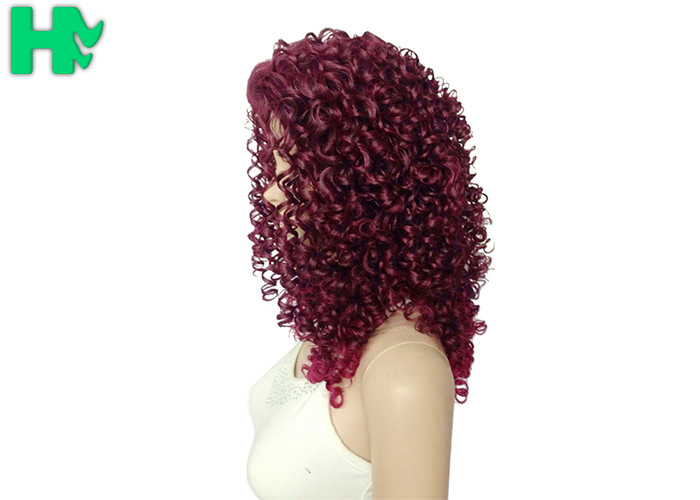 Body Wave Wine Red Long Synthetic Wigs Afo Kinky Curly 18 inches