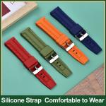 Soft 22mm Silicone Rubber Watch Strap Stainless Steel Buckle For Sports