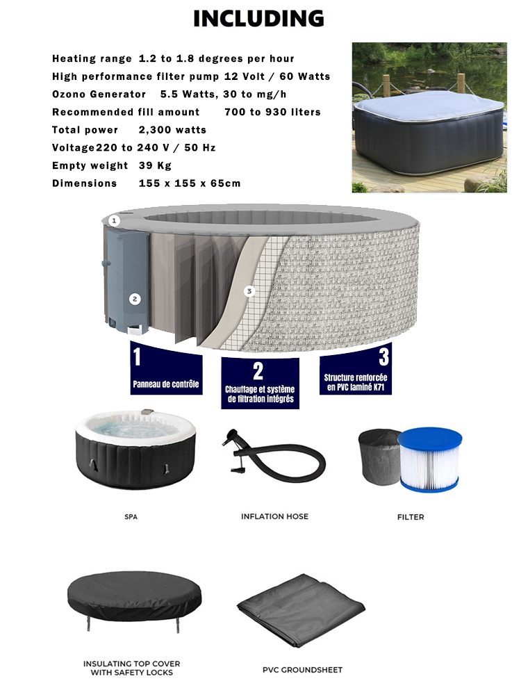 Modern 4 Person Garden Hot Tub Outdoor Round Inflatable Spa Tub
