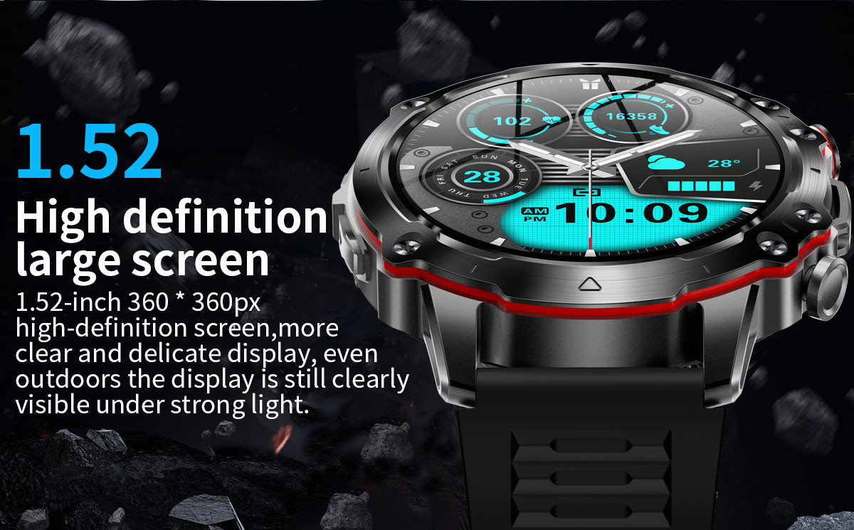 1.43 Inch HD Hiking Smart Watch GPS Tracker IP68 Waterproof Oem