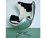 Polished Aluminium Aviator Egg Office Chair Genuine Cowhide