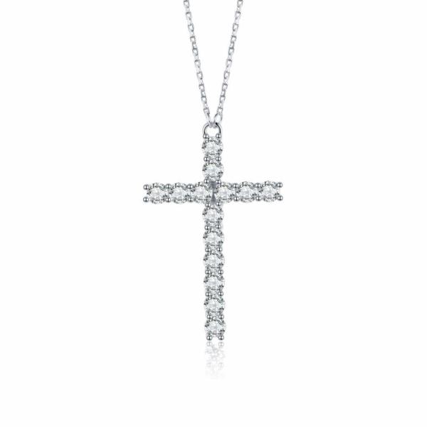 Custom 925 Sterling Silver Moissanite Cross Necklace Jewelry Pendant Brilliance