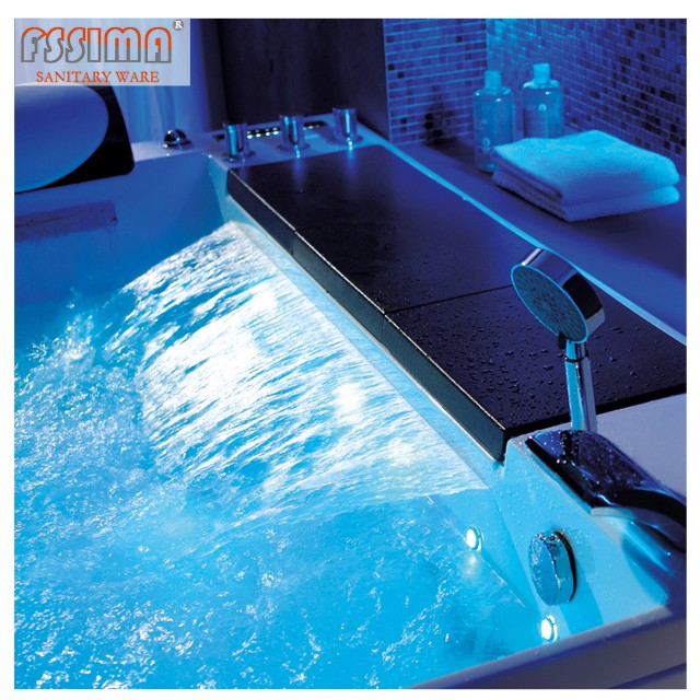66.93" 2 Person Corner Bathtub Jacuzzi Acrylic Jetted Tub Luxury