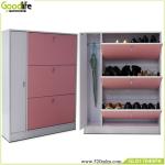 Pink Adjustable Wooden Shoe Rack Cabinet With Umbrella Storage Cabinet