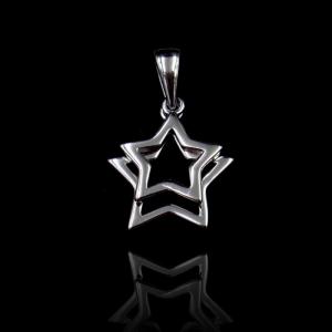 Quality two stars shape silver pendant jewelry / dancing Non fixed pendant wholesale