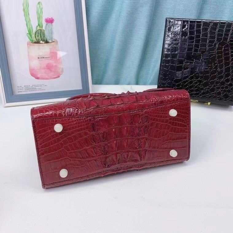 Genuine Alligator Skin Women Small Totes Tag Purse Shoulder Bag Authentic Real Crocodile Leather Lady Top-handle Handbag