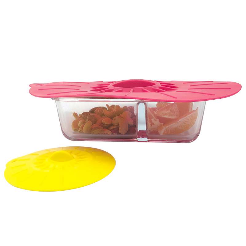 Food Standard Decorative Reusable Microwave Oven Safe Silicone Rubber Pot Cover Mug Bowl Suction Spill Stopper Lid with handle