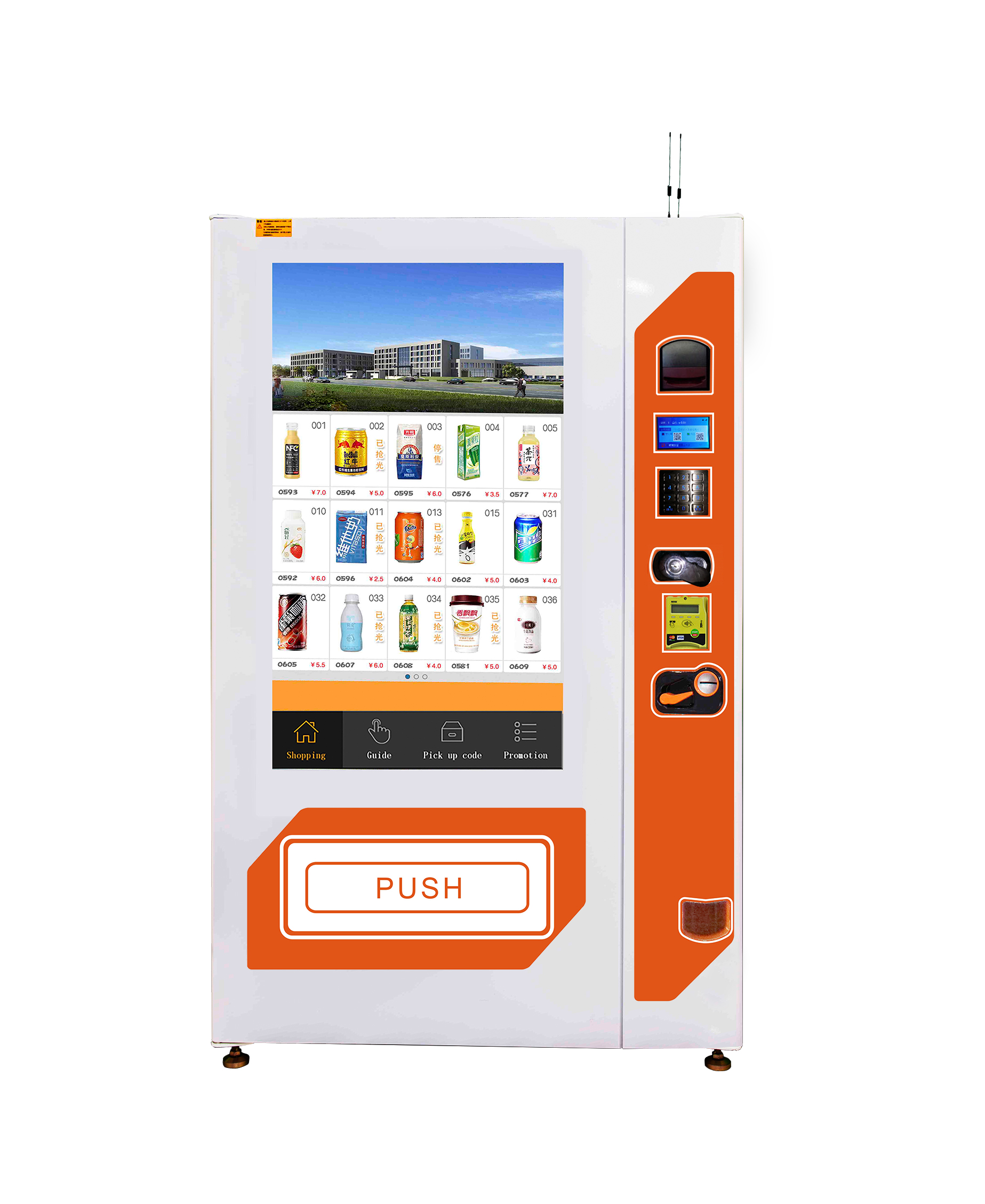 Combo Food And Drink Vending Machines, Card Reader Vending Machine