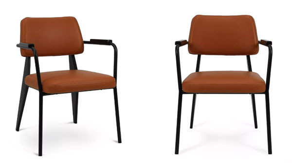 Powder Coat Metal Frame Restaurant Chairs Modern Simple Armchair Soft Leather