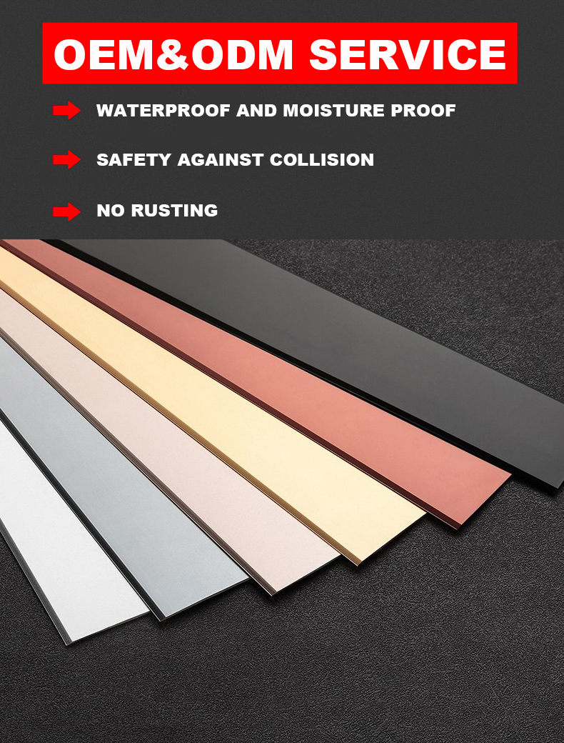 Gold Mirror Stainless Steel Trim Polishing Flat Metal Tile Trim For Furniture