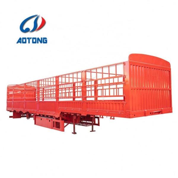 3 Axles 60 Tons Truck Open Cargo Flatbed Stake Fence Trailer with 2" JOST King