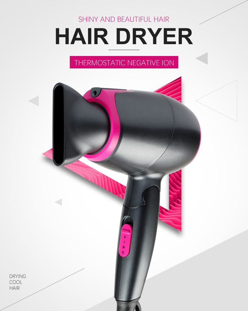 Household Small Folding Travel Hair Dryer 1000W Negative ion Plastic Material