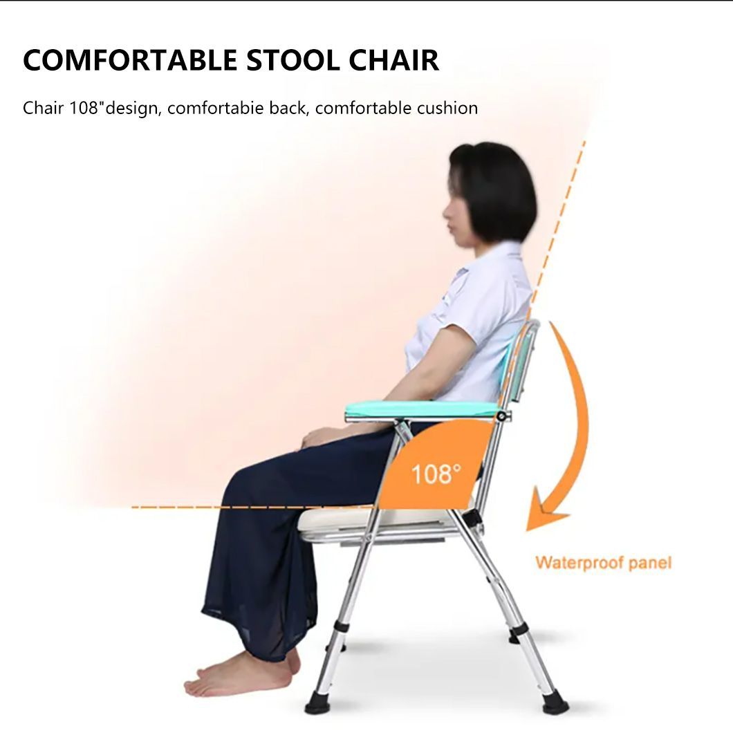 Clinic Hospital Patients Commode Medical Bathing Chair Foldable Aluminum Disabled Toilet Chair