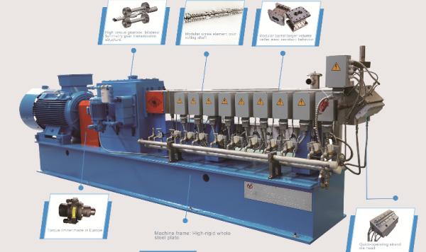 28 - 80mm Dia Counter Rotating Twin Screw Extruder Machine 45 - 750KW Motor