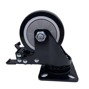 Quality 8 Inch TPE Top Plate Heavy Duty Black Industrial Caster with Brake wholesale
