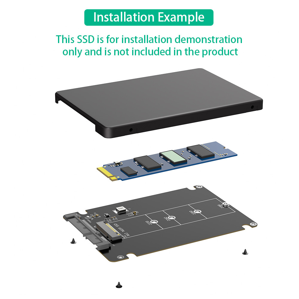 M.2 SSD to 2.5 SATA Enclosure, B & M Key SATA SSD Converter to 2.5 Inch SATA 3.0 Card with 7mm Plastic Case
