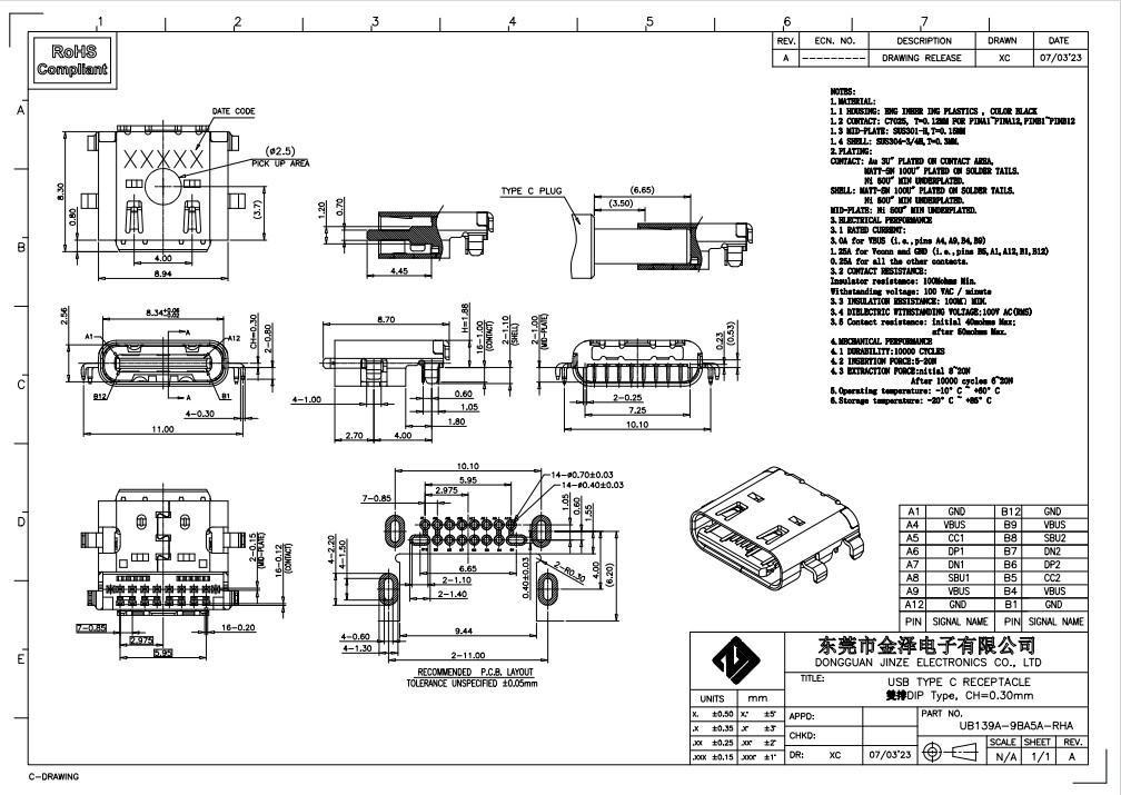 Surface Mount Electrical Connector Accessories Contact Resistance 20mΩ Max