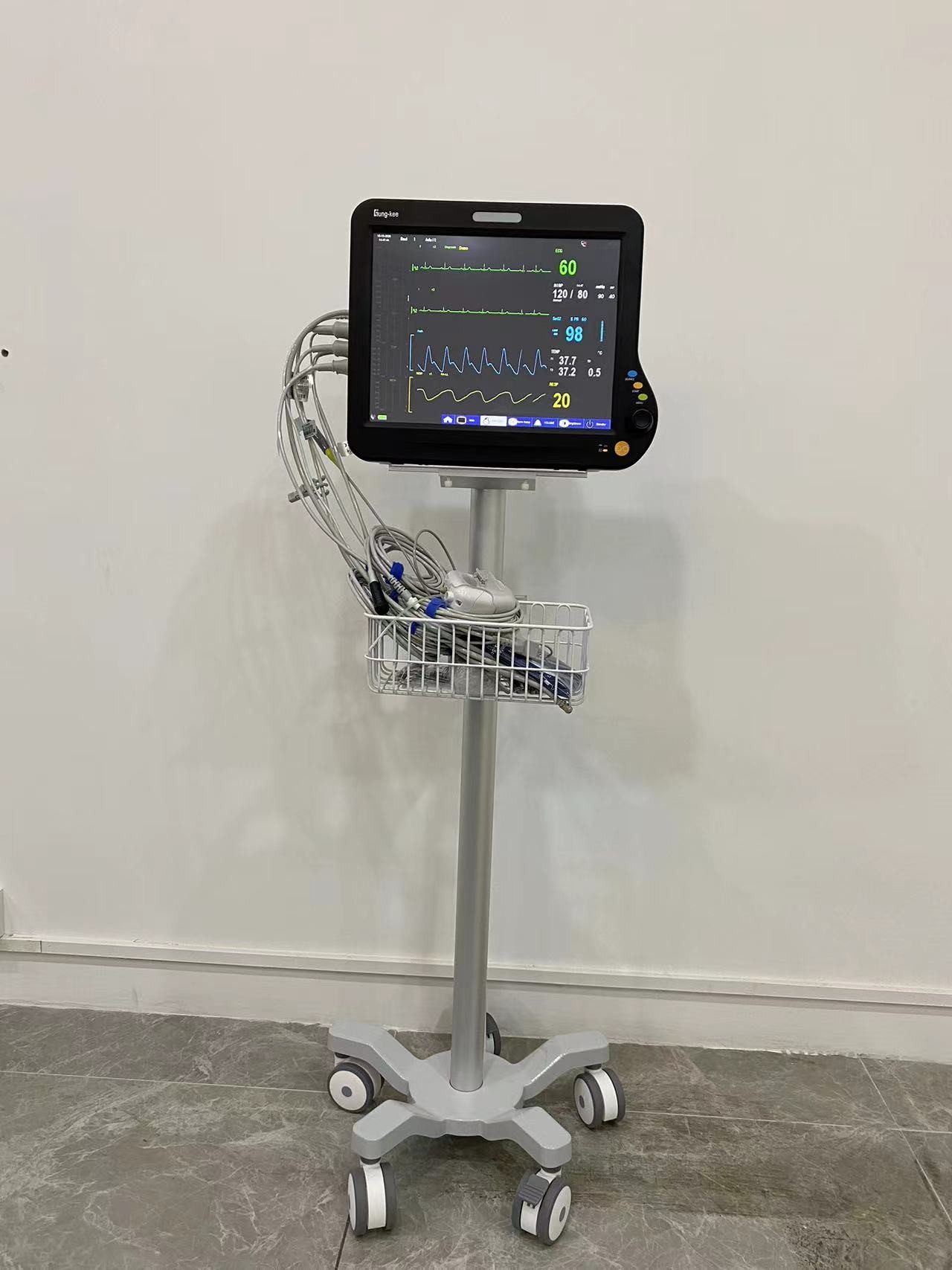 Aviation Aluminum Matieral Portable Medical Monitor Trolley With 3 Inch Silent Wheels