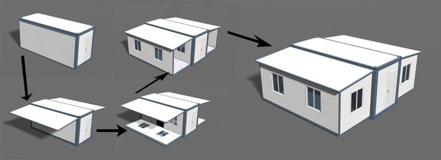 White Gray Blue Red Expandable Container House Affordable Space Saving Solution