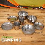 OEM Hiking Picnic Outdoor Cookware Set Stainless Steel Non Stick